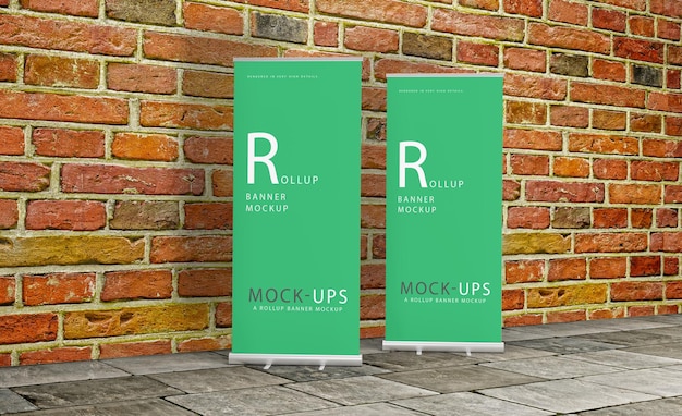 Roll-up- oder xbanner-mockup-design mit umgebungsisoliertem render