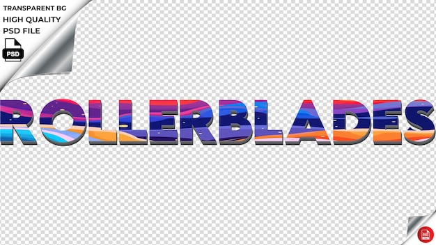 Rollerblades tipografía plana de colores texto de textura psd transparente