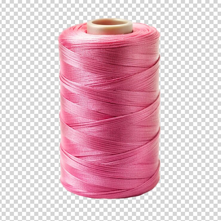PSD rollo de hilo rosado con fondo blanco aislado