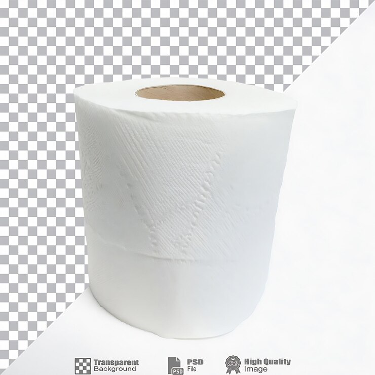 PSD rollo de papel higiénico blanco aislado