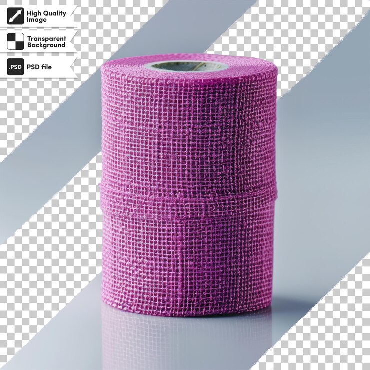 PSD un rollo de papel de seda rosa con un patrón de cuadrados púrpuras en él