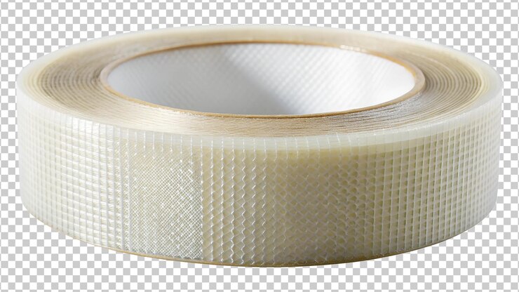 PSD rollos de cinta transparentes en superficie blanca cortados de forma transparente