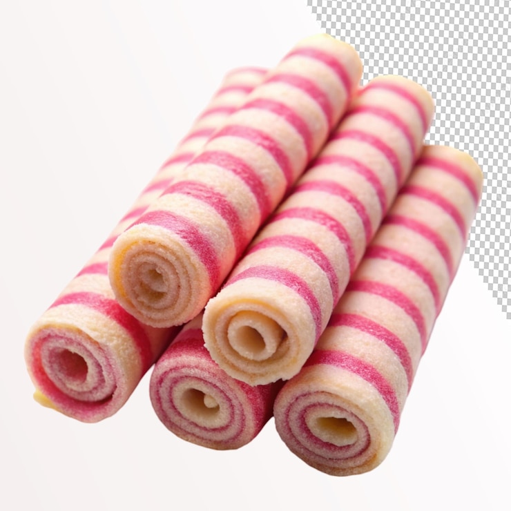 PSD rollos de oblas de raya rosa sobre un fondo transparente