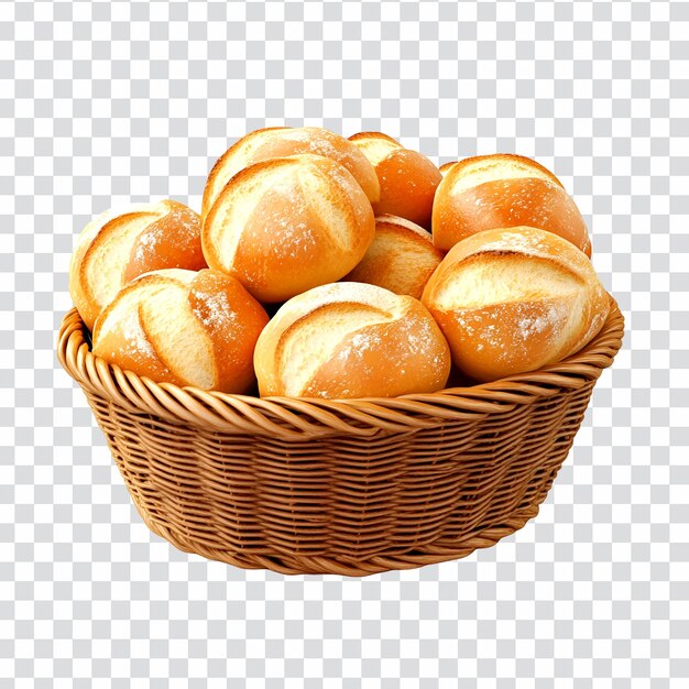Rollos de pan recién horneados en una canasta de mimbre