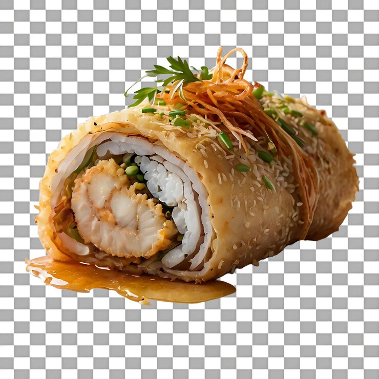 PSD rollos de pollo fritos aislados sobre un fondo transparente