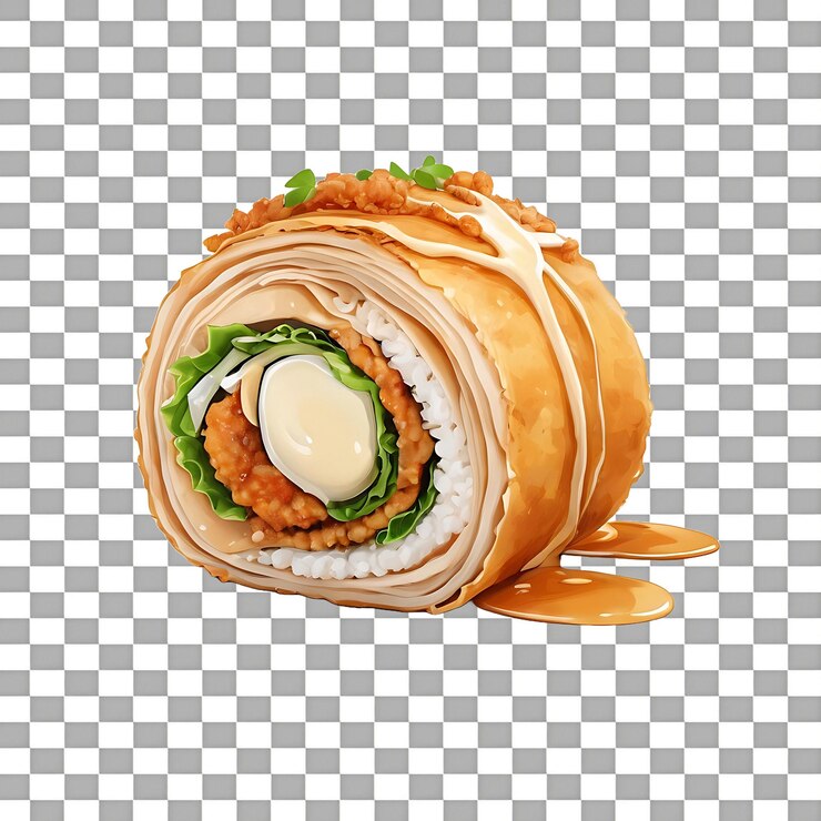 PSD rollos de pollo fritos aislados sobre un fondo transparente