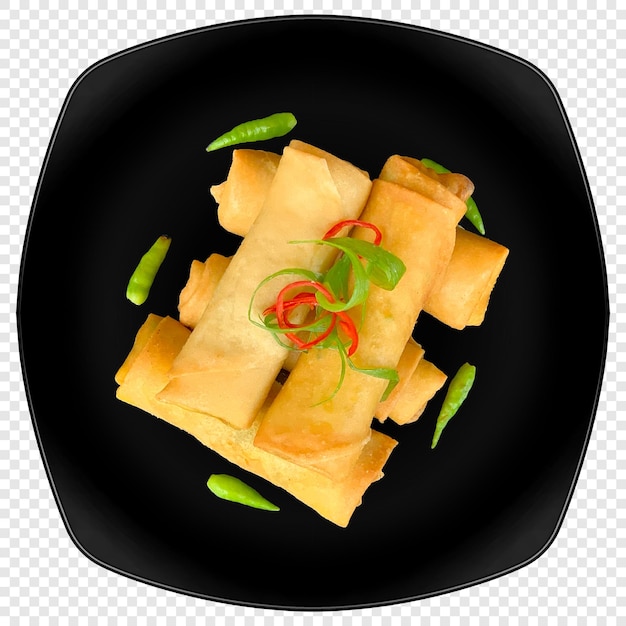 Los rollos de pollo de primavera están crujientes.
