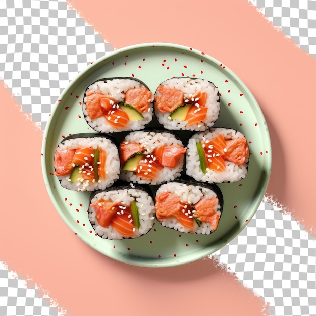 PSD rollos de sushi japoneses sobre un fondo transparente