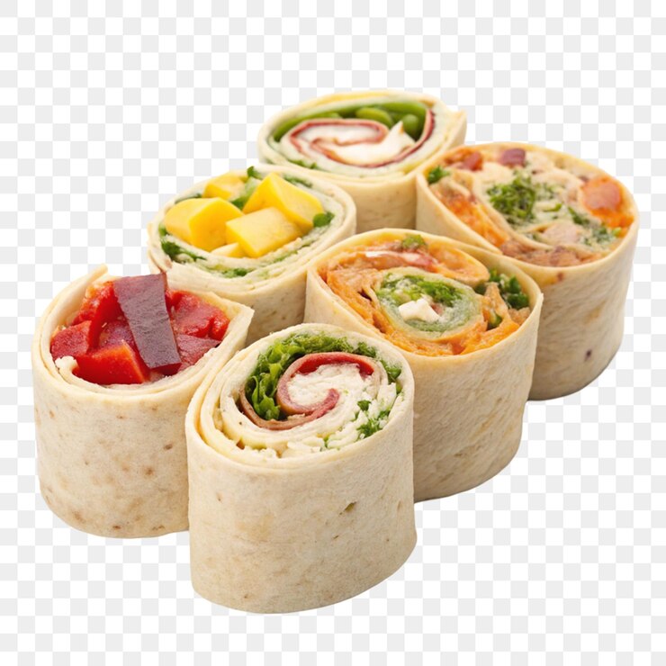 PSD rollos de tortilla aislados sobre un fondo transparente