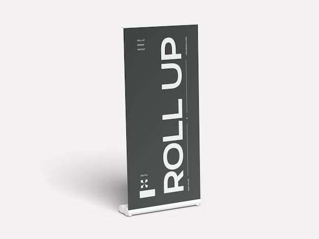 Rollup banner display stand for promotional and advertising purposes