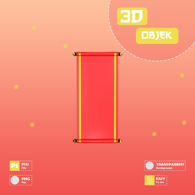 PSD rolo de decoração de objeto de ano novo chinês 3d imlek com fundo transparente
