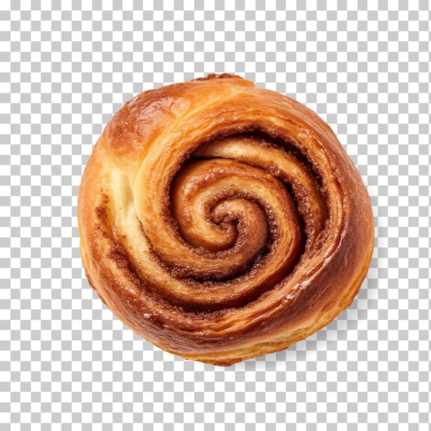 Rolo de pão de canela doce isolado em fundo transparente png psd