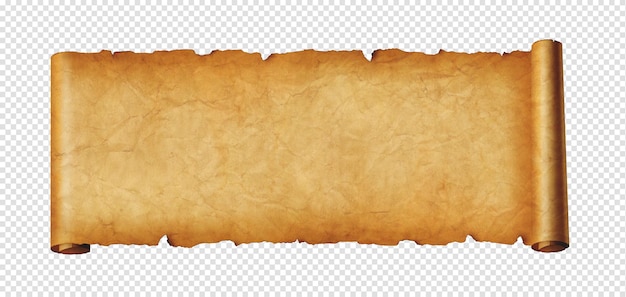 Rolo de pergaminho de banner horizontal de papel antigo isolado em branco