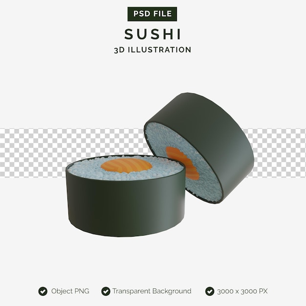 Rolos de sushi ilustração 3d