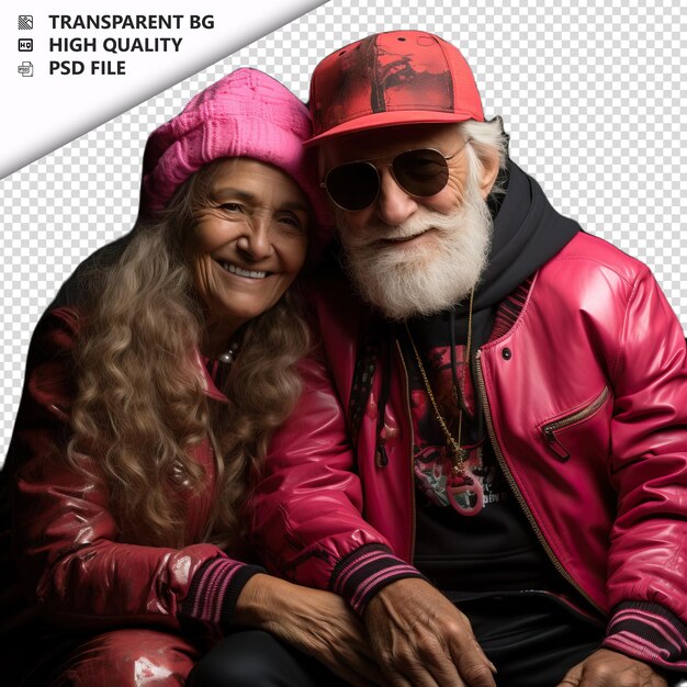 Romantic old turk couple valentinstag mit geschenk streetw transparenter hintergrund psd isoliert