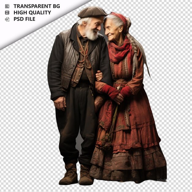 PSD romantic old turk couple valentinstag mit hand in hand durchsichtigem hintergrund psd isoliert