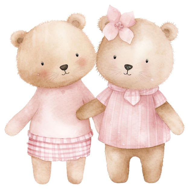 PSD romántica pareja de oso de peluche lindo clip rosa para san valentín