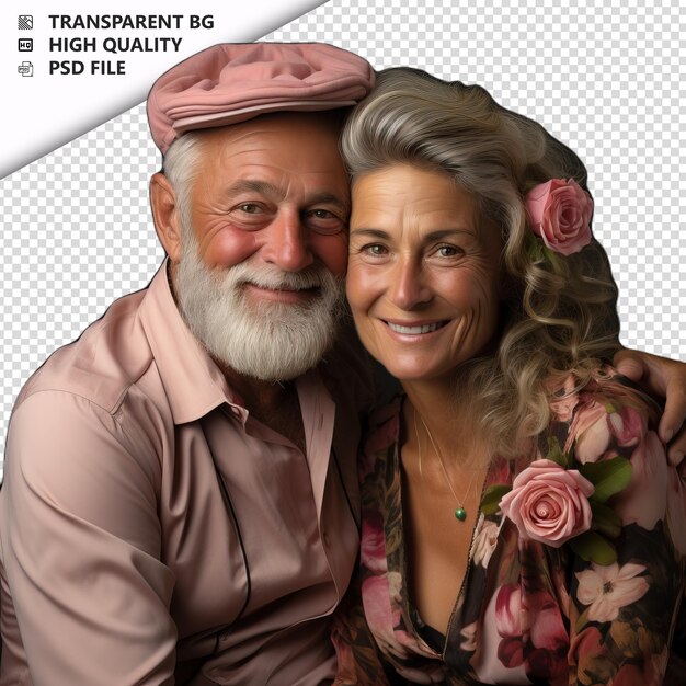 PSD romántica vieja pareja brasileña día de san valentín con rosas prep fondo transparente psd aislado