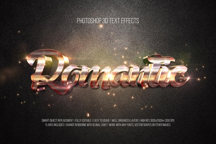 PSD romantische photoshop 3d-texteffekte