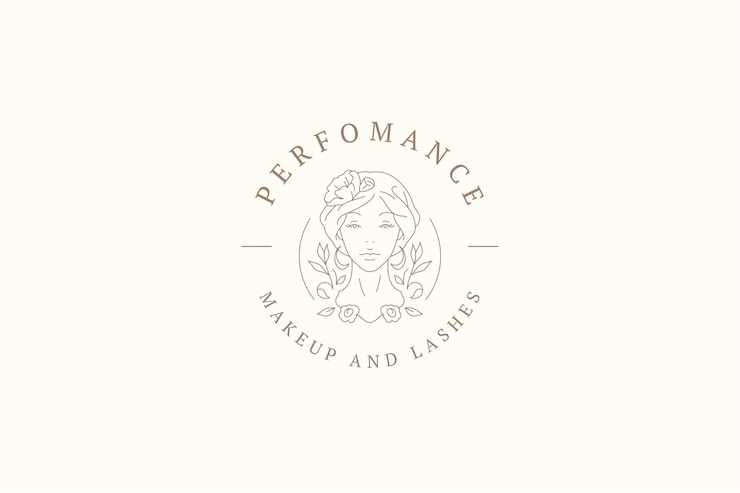 PSD romantische schönheit frau mit blumen gesicht kontur logo design vorlage