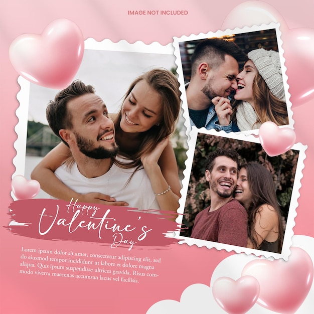PSD romantische valentinstag-foto-mockup-collage