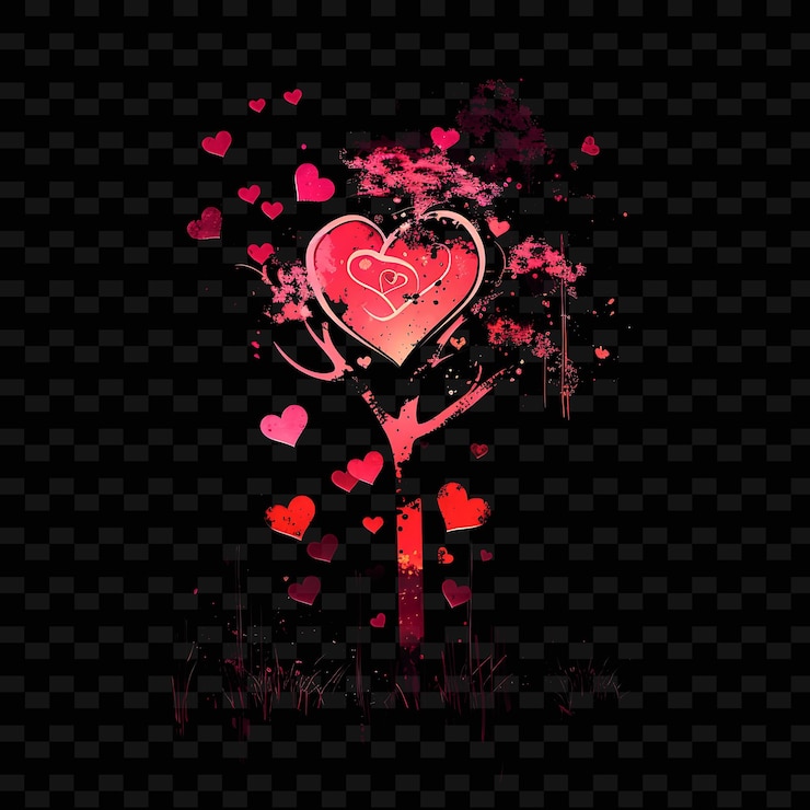 PSD romantischer neon-liebeswald in einer silhouette rose landschaft png y2k märchen inspirierte designs
