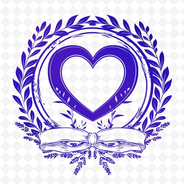 PSD romantisches lavendelkranz-logo mit dekorativem kreativem vektordesign der naturkollektion