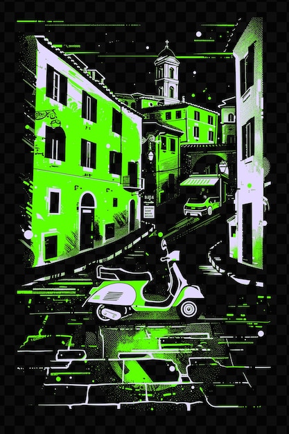 PSD romes trastevere bairro com lively street scene piazz psd vector t-shirt tatuagem tinta scape art