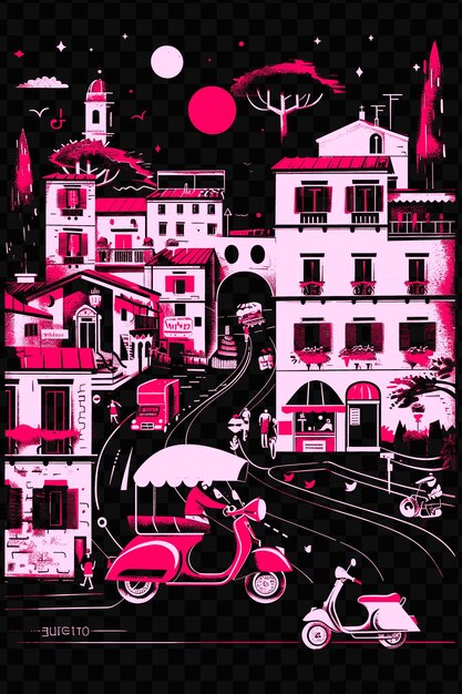 PSD romes trastevere bairro com lively street scene piazz psd vector t-shirt tatuagem tinta scape art