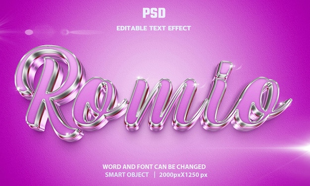 PSD romio psd 3d texto diseño de efectos