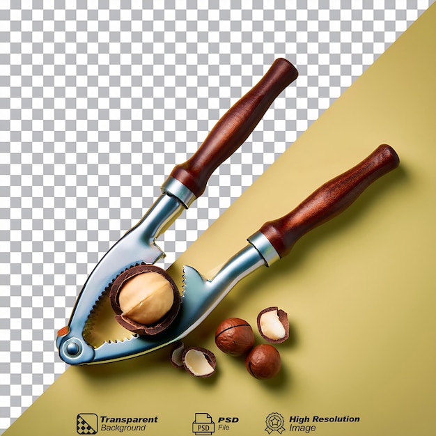 rompe nueces con nueces de macadamia aisladas
