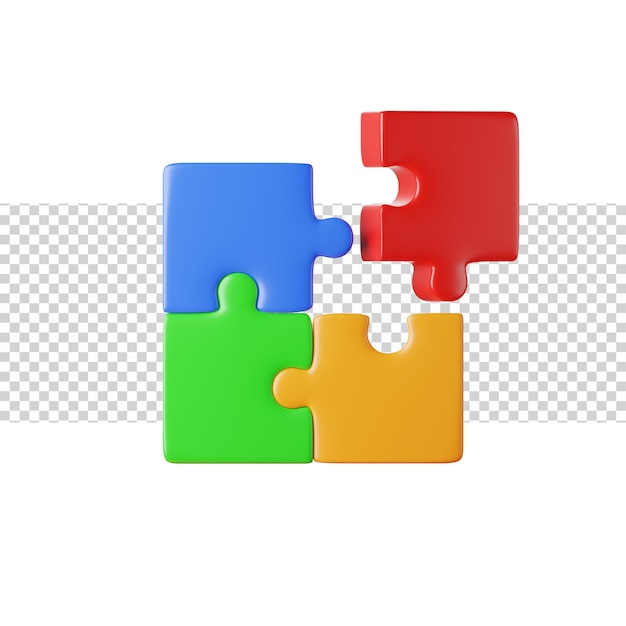 Rompecabezas con un colorido icono de renderizado 3d para sitio web, aplicación o juego Negocio de rompecabezas divertido y simple