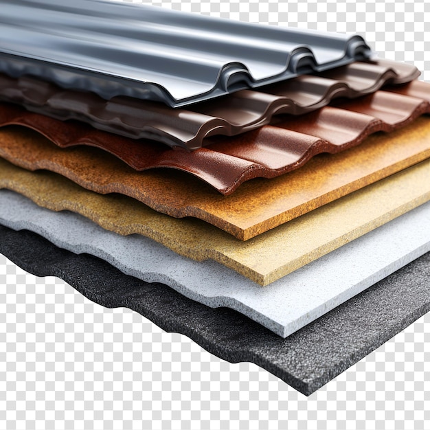 Roofing materials layered texture sample display