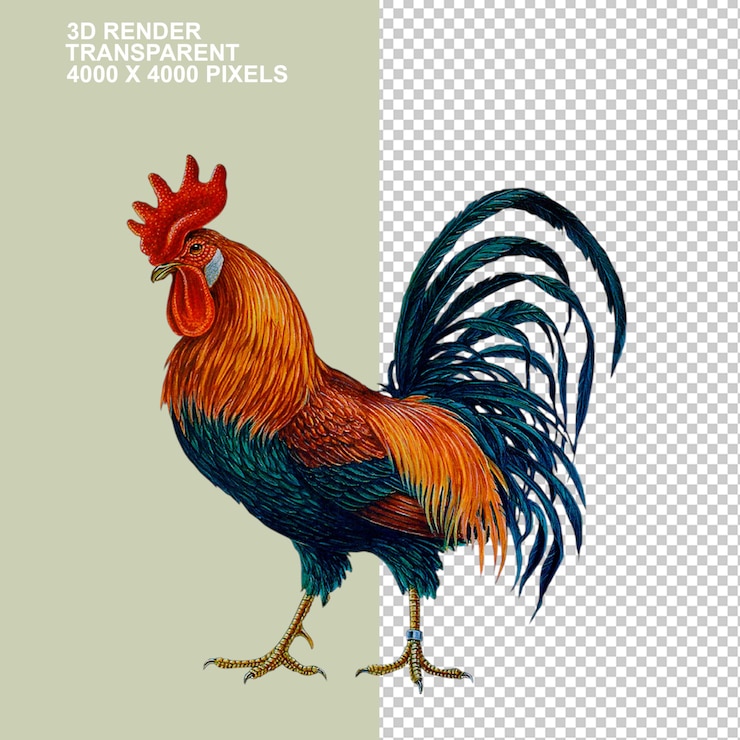 PSD rooster chinese zodiac astrological sign metal symbol chicken for chinese new year sign