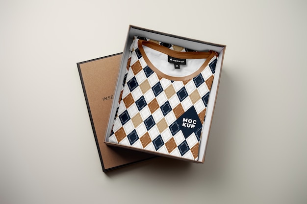 Ropa en caja de regalo, vista superior
