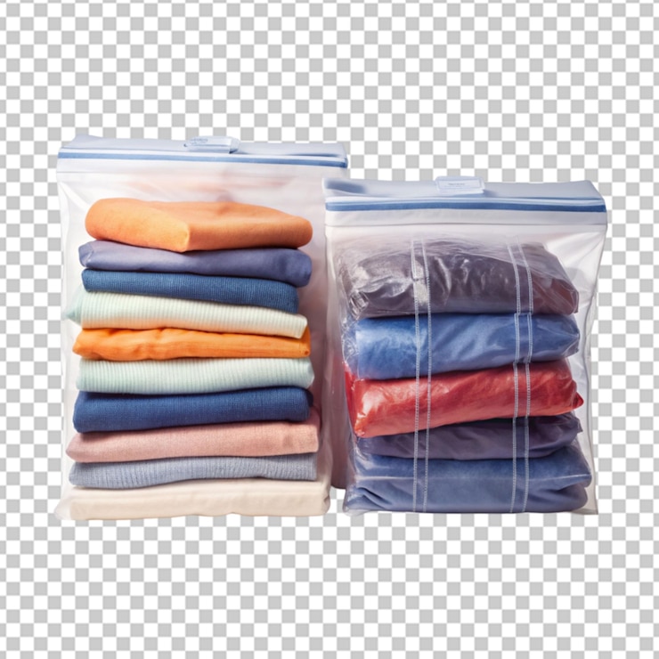 PSD ropa muy limpia y plegada dentro de una bolsa transparente transparente png