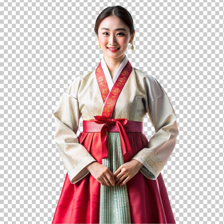 PSD ropa tradicional coreana hanbok año nuevo en fondo transparente