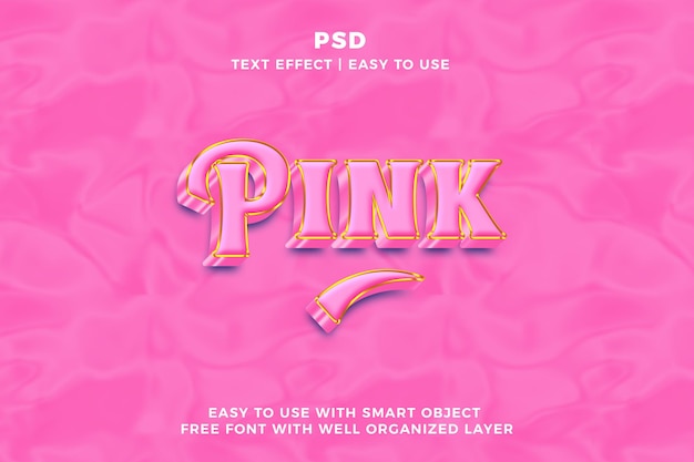 PSD rosa 3d-bearbeitbare photoshop-text-effekt-stil mit hintergrund