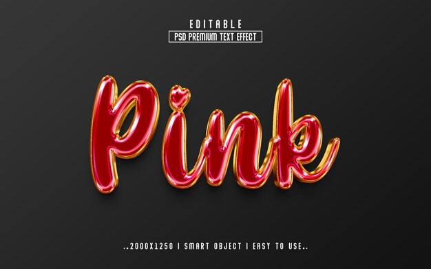 Rosa 3D-bearbeitbare Texteffekt