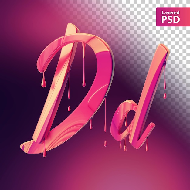 PSD rosa 3d-buchstabe mit tropfeffekt