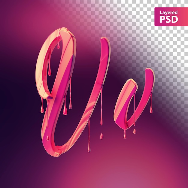 PSD rosa 3d-buchstabe mit tropfeffekt