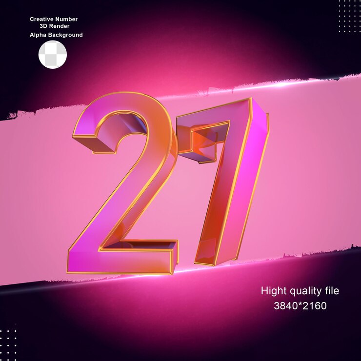 PSD rosa 3d número 27 para diseño