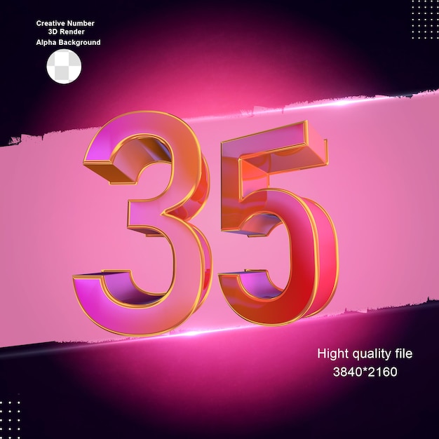 Rosa 3d numero 35 per il design