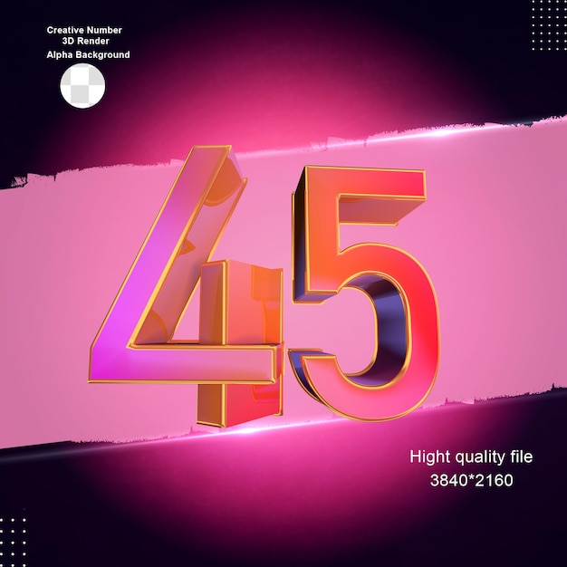 Rosa 3d número 45 para diseño