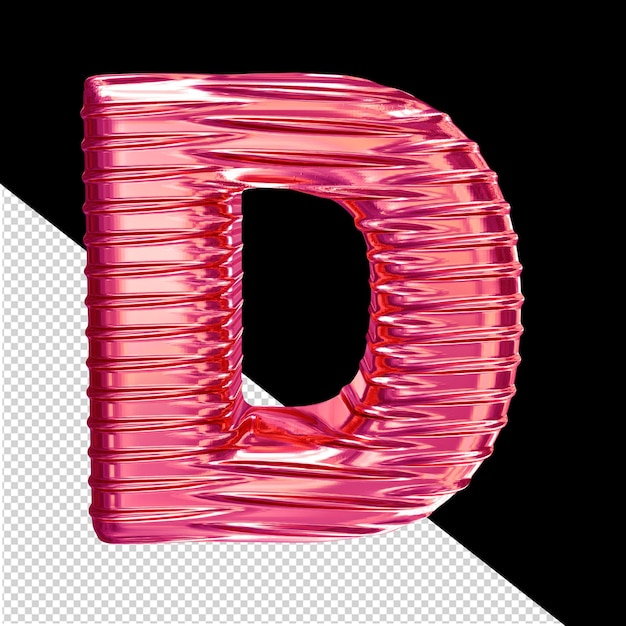 Rosa 3d-Symbol mit geripptem horizontalen Buchstaben d