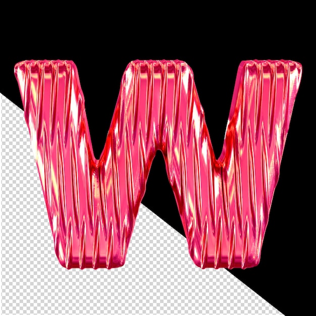 PSD rosa 3d-symbol mit vertikalen rippen, buchstabe w