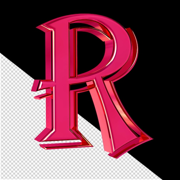 PSD rosa 3d-symbolansicht vom linken buchstaben r