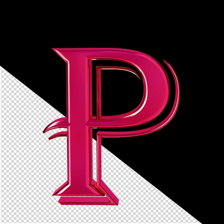 PSD rosa 3d-symbolbuchstabe p