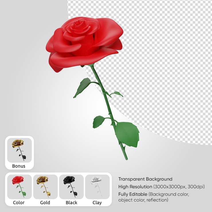 PSD rosa 3d
