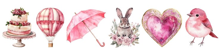 PSD rosa aquarellillustrationen